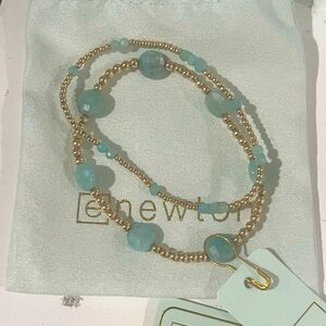 NWT TWO e.Newton Hope and Admire Bracelets in Amazonite/turquoise set stack